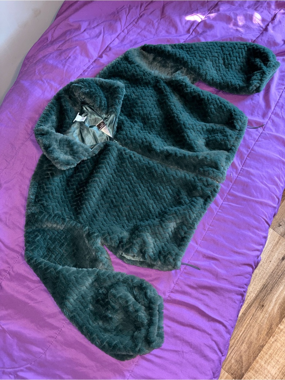 Rue21 Plush Faux-Fur Zip-Up Jacket in Deep Teal